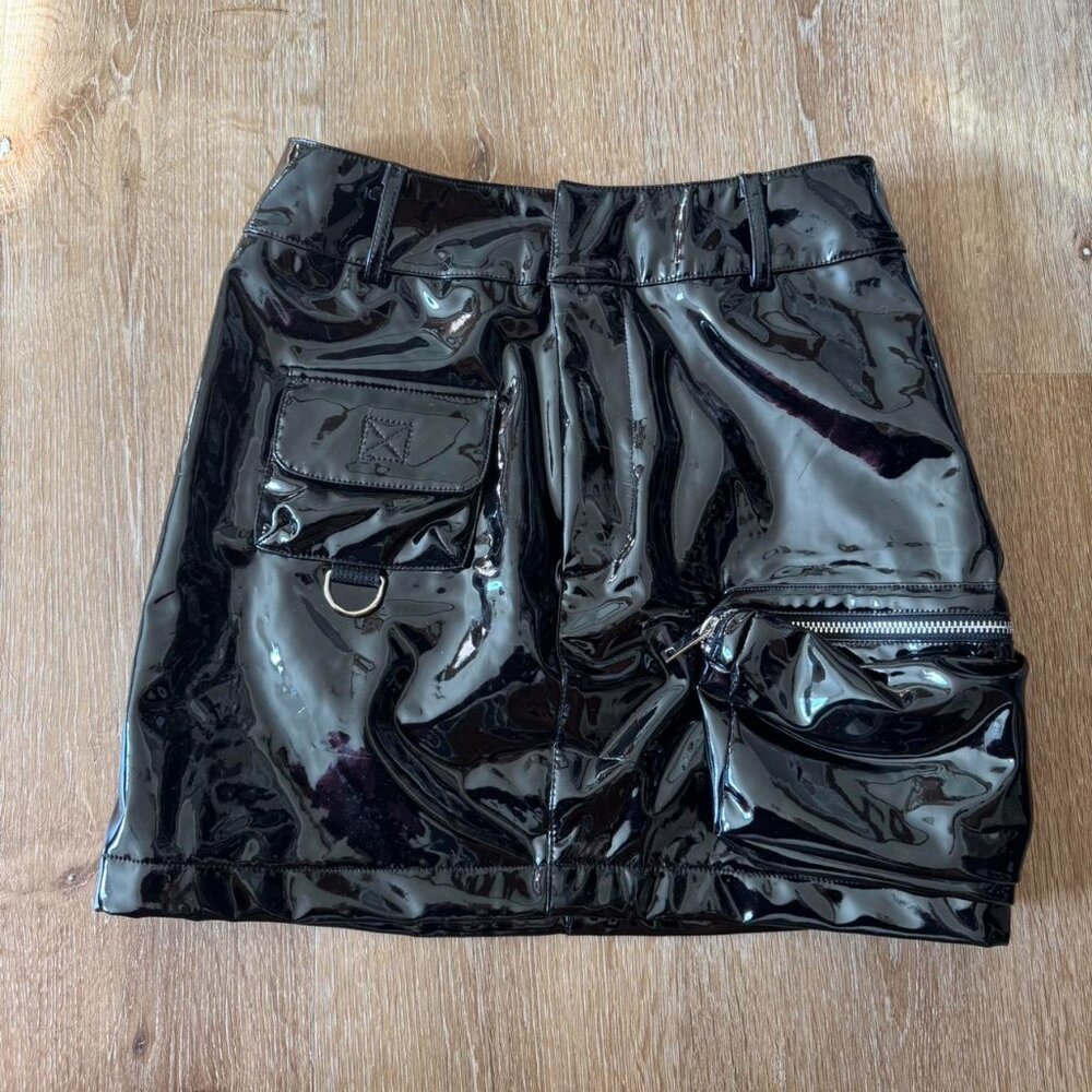 I.AM.GIA Black faux leather mini skirt with pockets‎ pvc Edam Size S